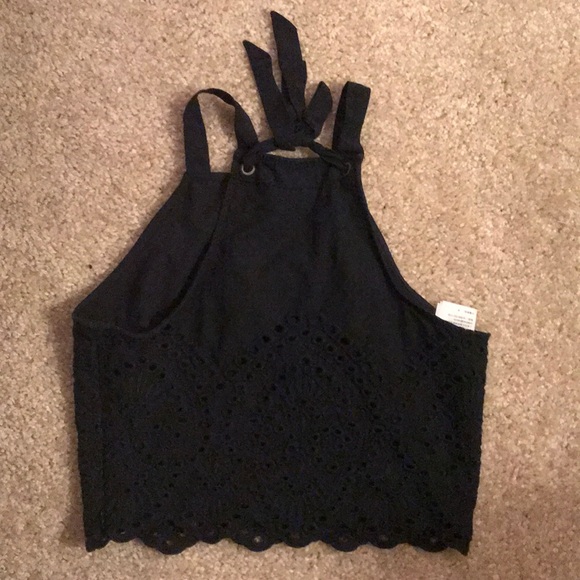 Navy cute detailing crop top - Picture 2 of 2